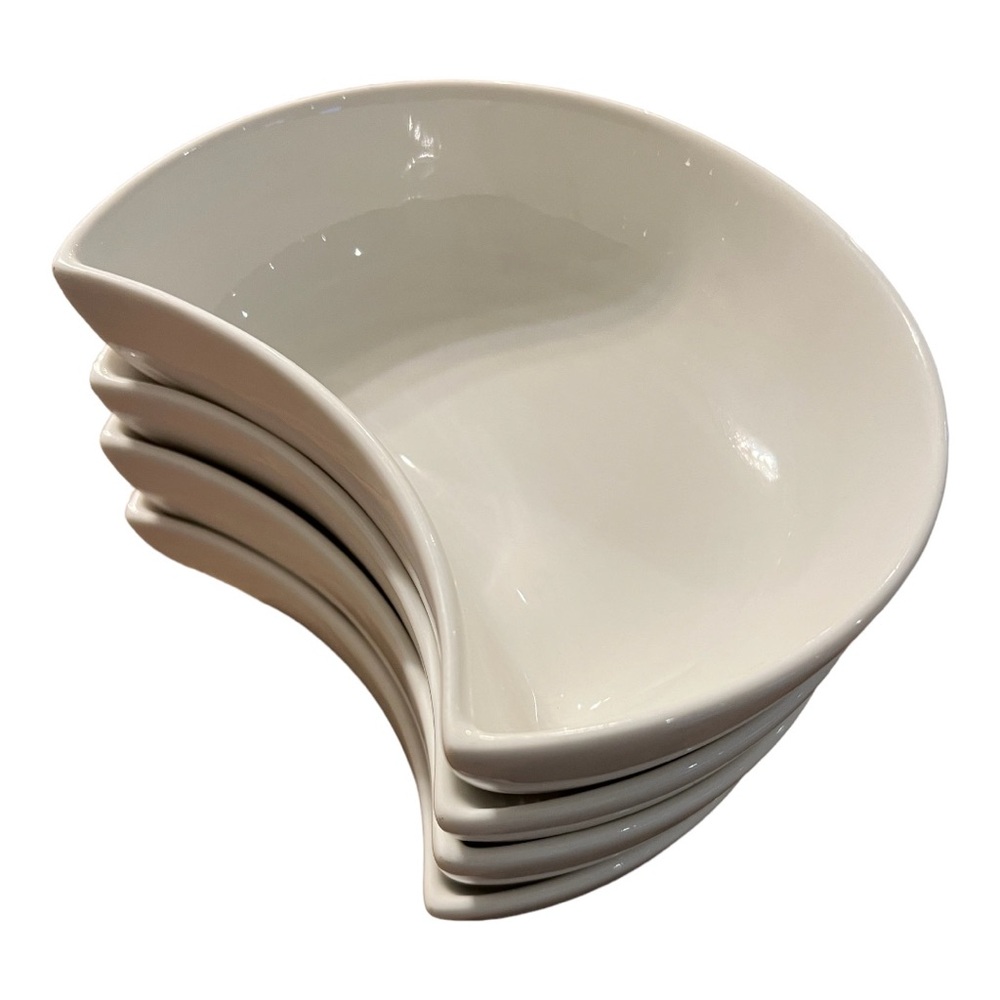 Stackable White Half Moon Serving Dishes